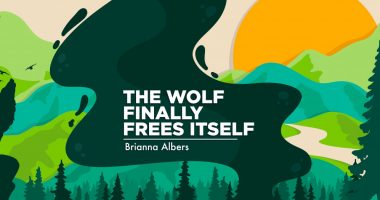 The banner for Brianna Albers' column depicts a wolf howling against a background of mountains and trees, with the words 