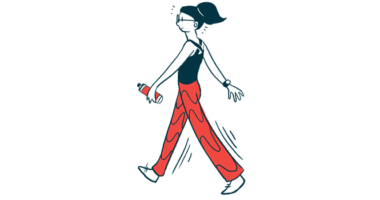 A woman is shown walking.