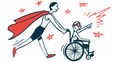 family support | SMA News Today | illustration of someone pushing a wheelchair with a child