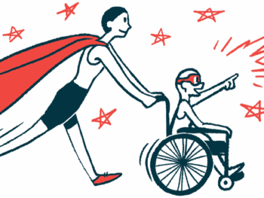 family support | SMA News Today | illustration of someone pushing a wheelchair with a child