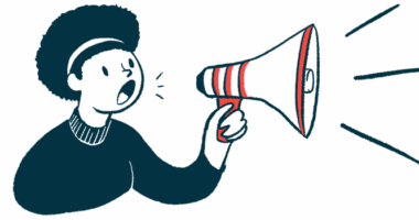 Illustration of a woman with a megaphone.