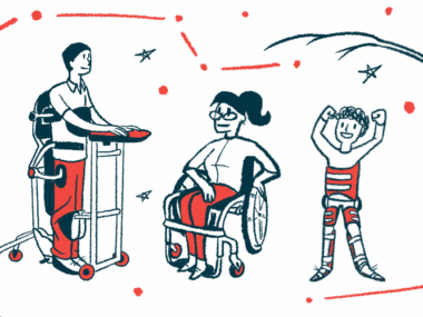 An illustration shows specialized equipment used by people with SMA.
