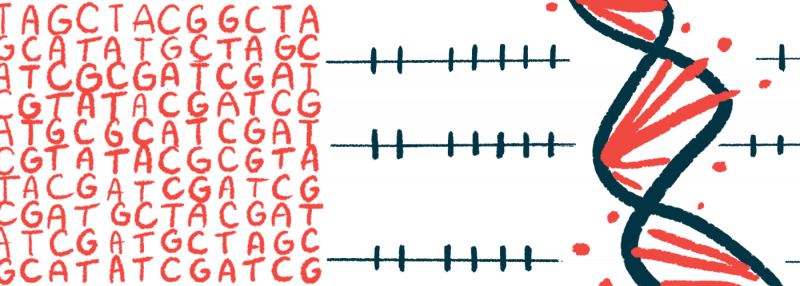 This illustration of human genetics shows a strand of DNA along with sequences of its code.