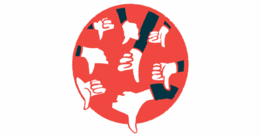 An illustration shows a number of hands giving the thumbs-down gesture within a red circle