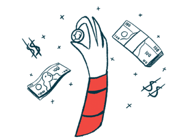 An illustration of a hand holding and surrounded by money.