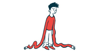 Illustration of a person with drooping, stretched-out arms, to indicate fatigue.