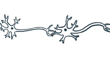 An illustration shows a close-up view of a synapse, the site where nerve impulses travel between two cells.