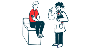 Illustration of a doctor talking to a patient sitting on an exam table.