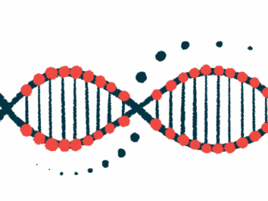 This illustration of a DNA strand highlights its double-helix structure.