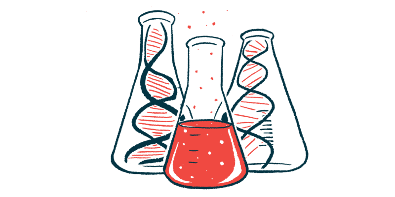 An illustration of three laboratory vials, two containing DNA and one with a liquid compound.