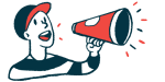 Illustration of a person using a megaphone to make an announcement.