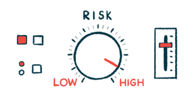 An illustration capturing risk as a dial moving between low and high recordings.