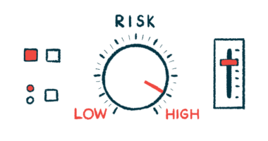 An illustration capturing risk as a dial moving between low and high recordings.
