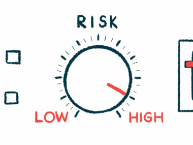 An illustration capturing risk as a dial moving between low and high recordings.