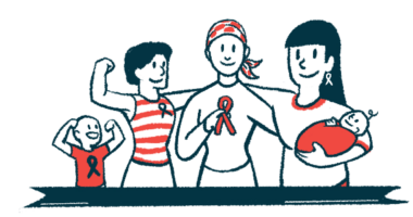 An illustration of a group of adults, a child, and a baby, flexing arms and hugging.