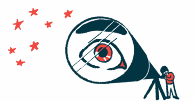 A giant eye is shown on a telescope lens.