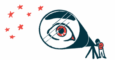 A giant eye is shown on a telescope lens.