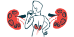 A blow-up illustration of a person's kidneys as he takes a drink.