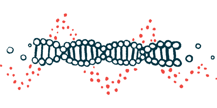 An illustration of DNA strands.