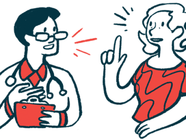 A person speaks to a doctor.