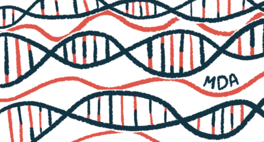The acronym MDA is seen among strands of DNA.