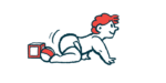A baby is shown crawling in this illustration.