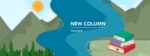A banner for a new Bionews column depicts a stack a books, mountains, and the sun.