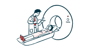 A technician prepares a patient for an MRI scan.