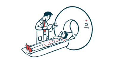 A technician prepares a patient for an MRI scan.