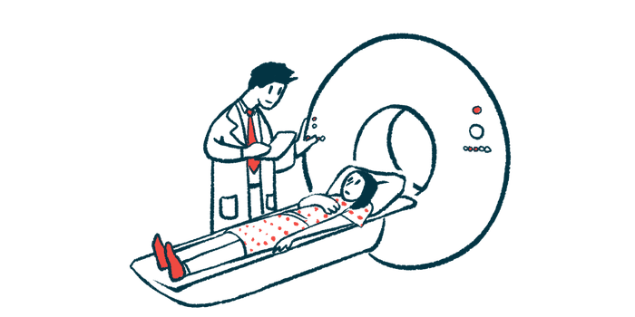 A technician prepares a patient for an MRI scan.