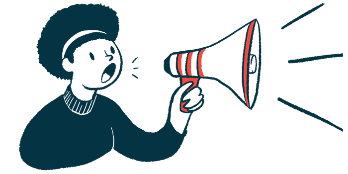 An illustration of a woman making an announcement through a megaphone.