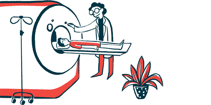 A technician prepares a patient for an MRI scan.