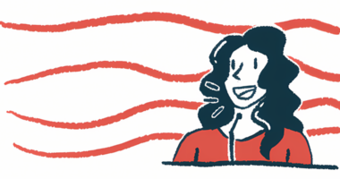 The acronym MDA is seen alongside a woman speaking with a microphone at a podium.