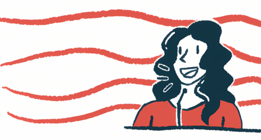 The acronym MDA is seen alongside a woman speaking with a microphone at a podium.