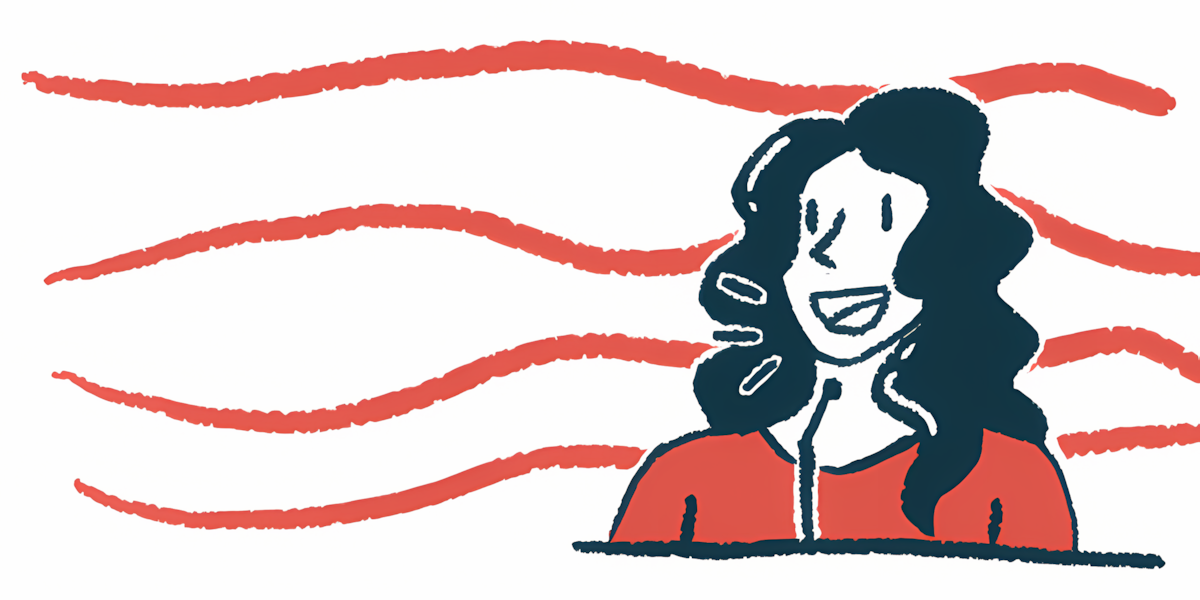 The acronym MDA is seen alongside a woman speaking with a microphone at a podium.