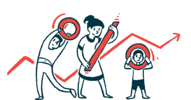 Three people each hold one part of a giant percent symbol.